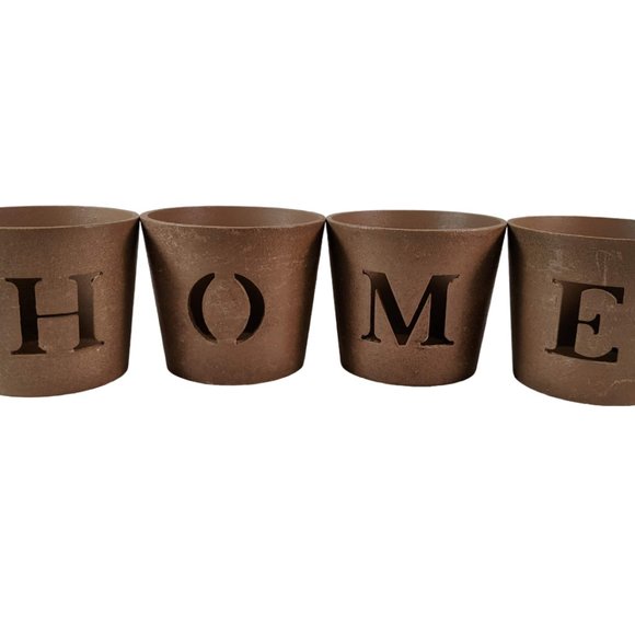 Country Home Décor Votive Tea Light Lettered Candle Holders | Set of 8 | - Picture 2 of 6